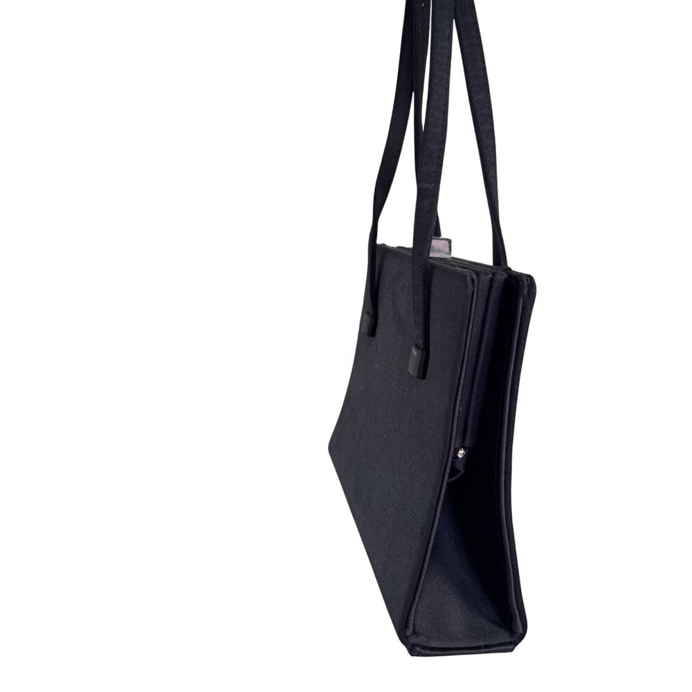 Vintage Saks Fifth Avenue Women’s Black Satin Structured Frame Handbag Purse - Picture 2 of 10